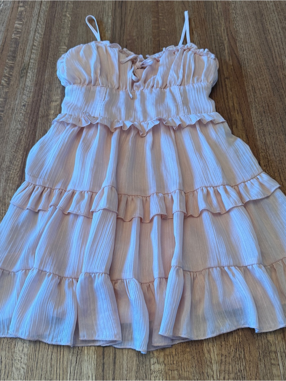 Wild Fable Pale Peach Ruffled Tiered Mini Dress - Size Small